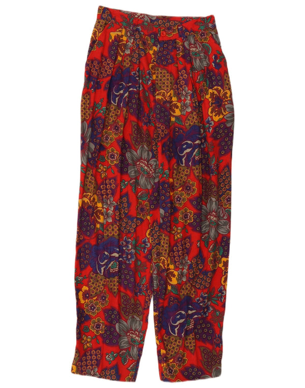Damskie spodnie z wysokim stanem Benetton IT 42 Medium W26 L26 Czerwone kwiaty