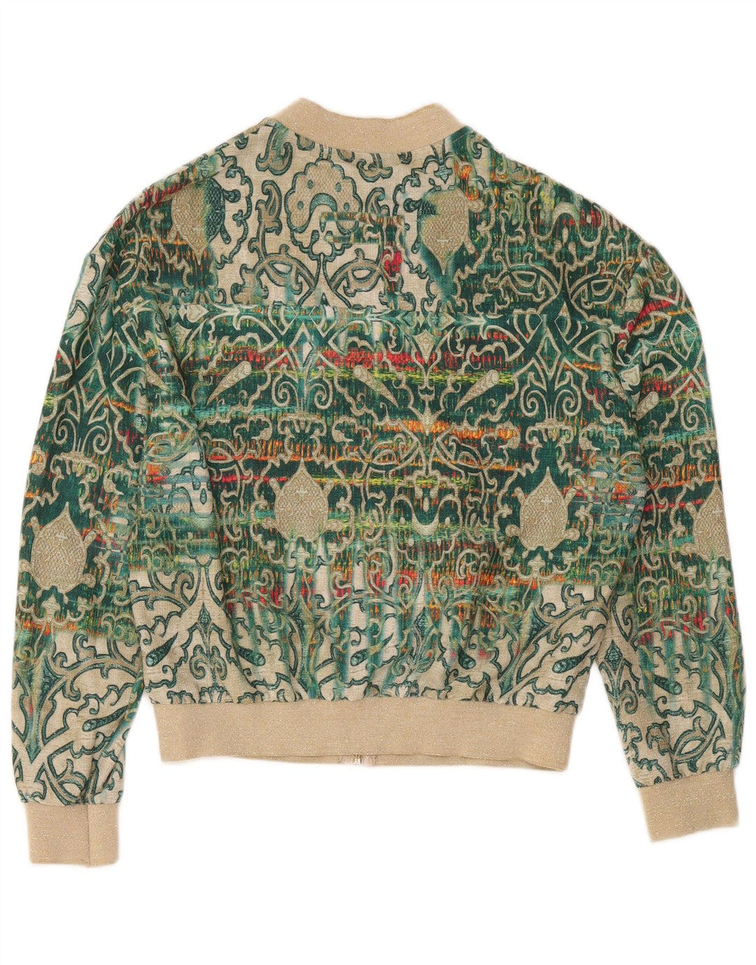 Damska kurtka bomberka w stylu vintage EU 38, średnia zieleń paisley