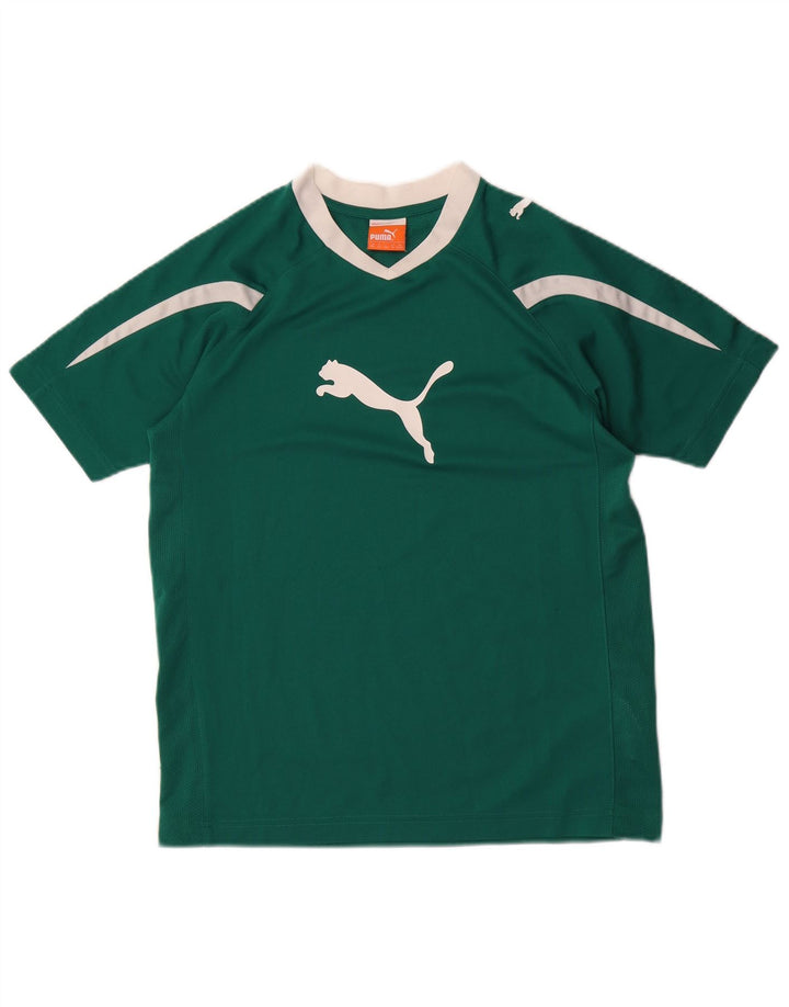 Chłopięcy T-shirt z grafiką PUMA, 13-14 lat, zielony poliester