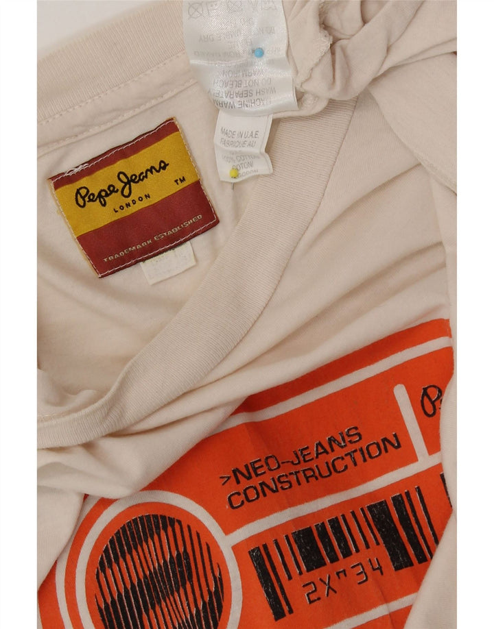 Męska koszulka z grafiką PEPE Jeans, średnia, biała, bawełniana