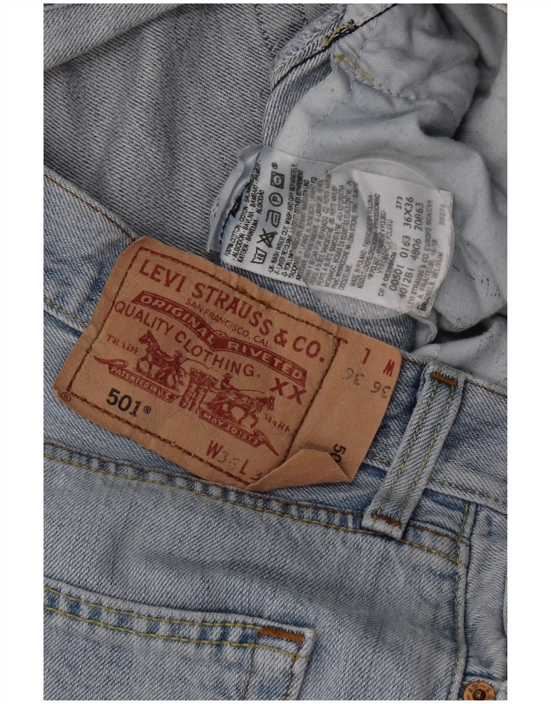 Męskie jeansy Levi's 501 Straight W36 L28 Niebieskie bawełniane
