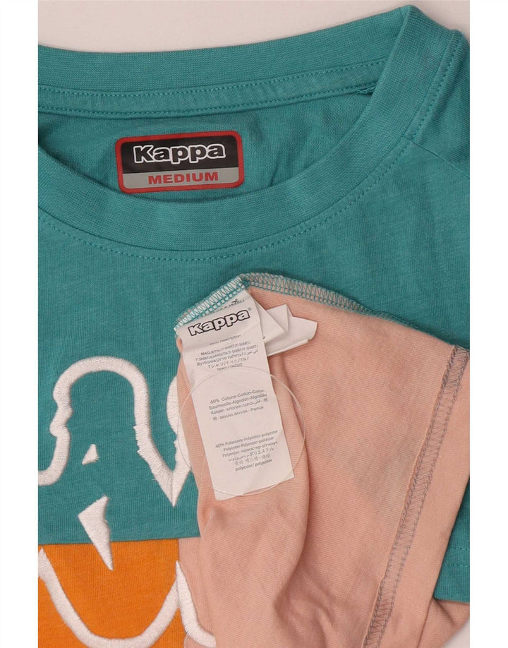 Damski T-shirt z grafiką Kappa Top UK 14 Średni, wielokolorowy blok kolorów
