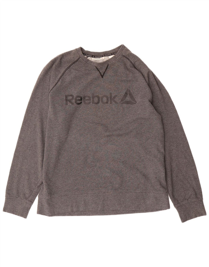 Męska bluza Reebok z grafiką, duża, szara, bawełniana