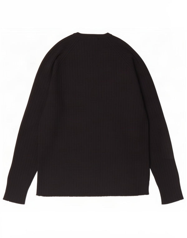 Zara Mens Crew Neck Jumper Sweater Small Black Viscose