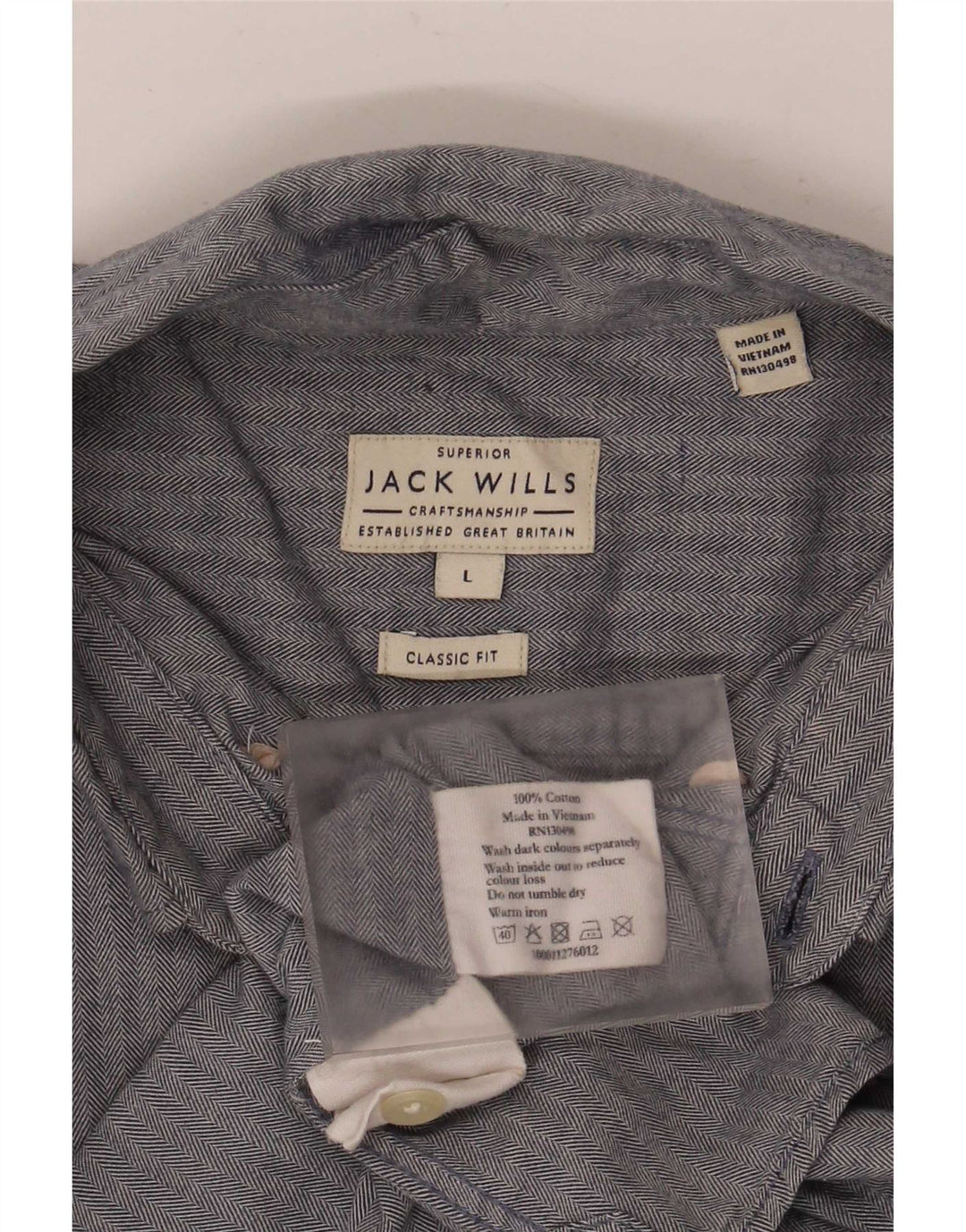 Koszula męska Jack Wills o klasycznym kroju, duża, niebieska, bawełniana w jodełkę