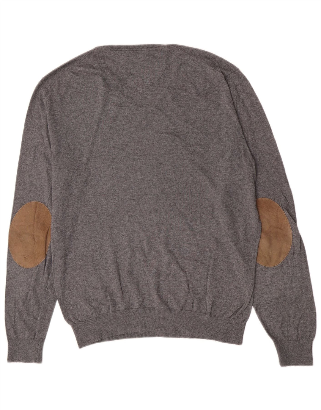 Męski sweter Massimo Dutti z dekoltem w kształcie litery V, duży, szary, bawełniany klasyk