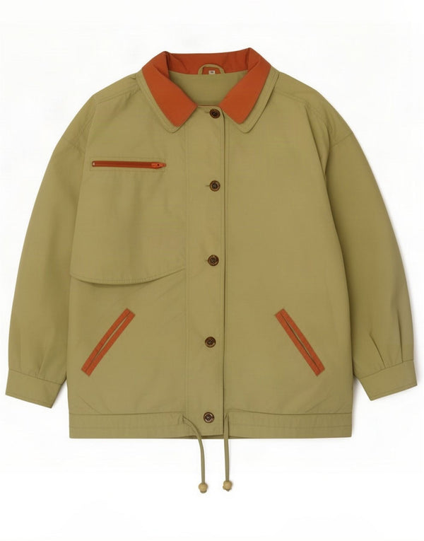 Kurtka użytkowa damska vintage UK 18 XL Khaki Poliester z blokami kolorów
