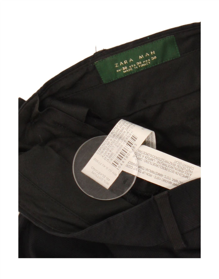 Męskie proste spodnie chino ZARA EU 38 Small W30 L28 Czarna bawełna
