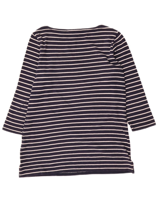 Crew Clothing Top damski z rękawem 3/4, UK 12, średni, granatowy, bawełniany w paski