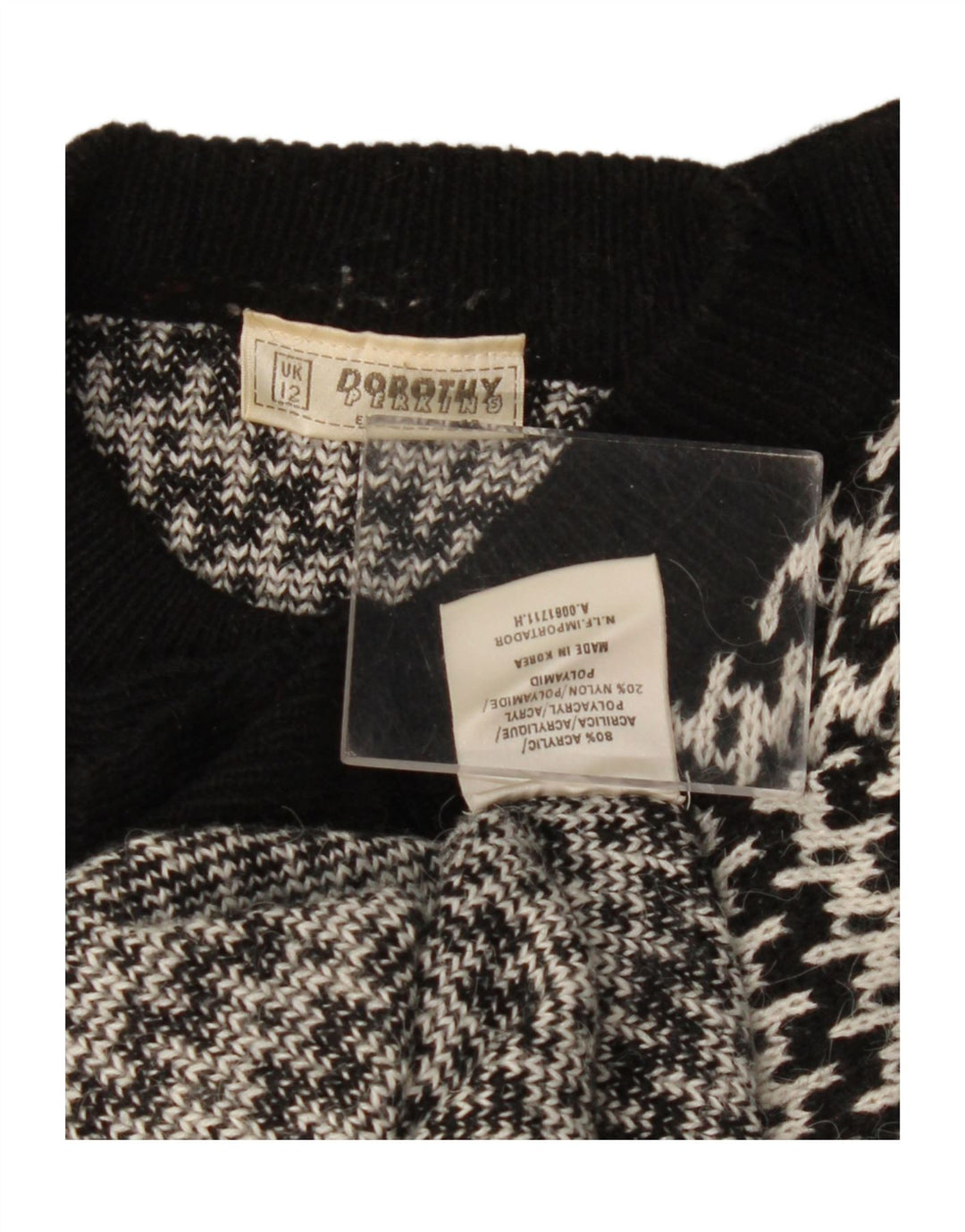 Sweter damski Dorothy Perkins z abstrakcyjnym wzorem UK 12, średni czarny