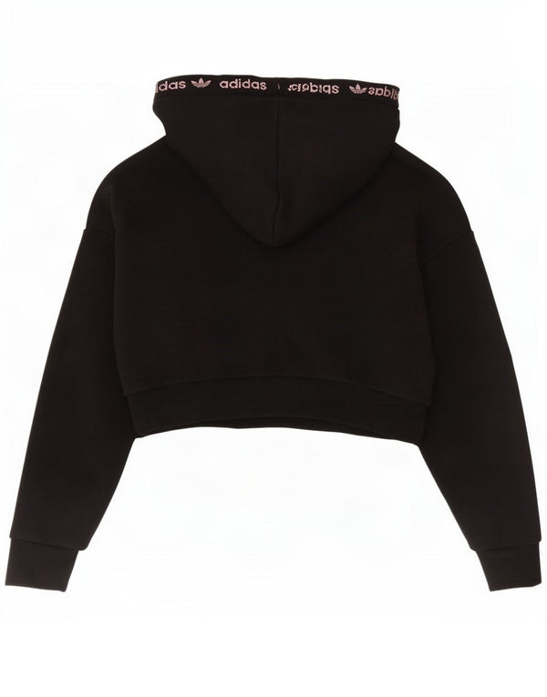 Damska bluza z kapturem Adidas Crop Graphic Oversized UK 8 Small Black Cotton