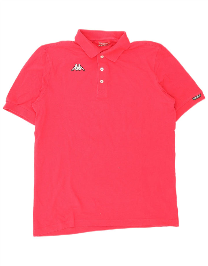 Męska koszulka polo Kappa, duża, różowa, bawełniana