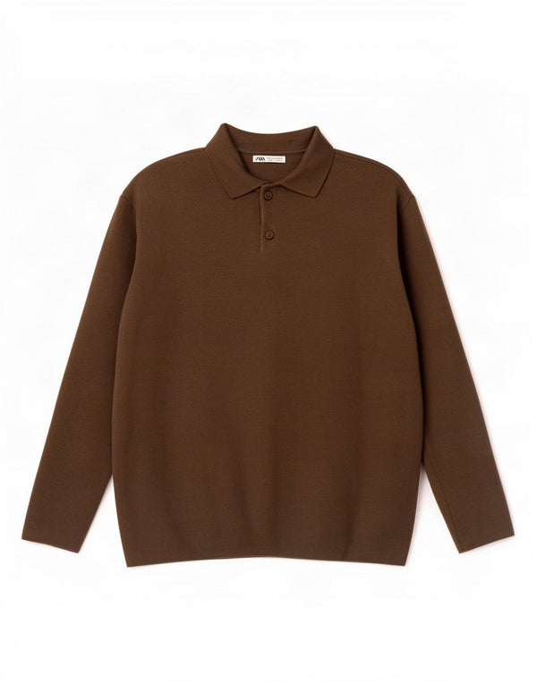 Męski sweter z golfem Zara XL, brązowa wiskoza