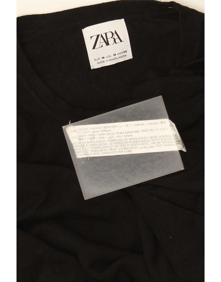 Męski sweter z okrągłym dekoltem Zara, średnia czarna wiskoza