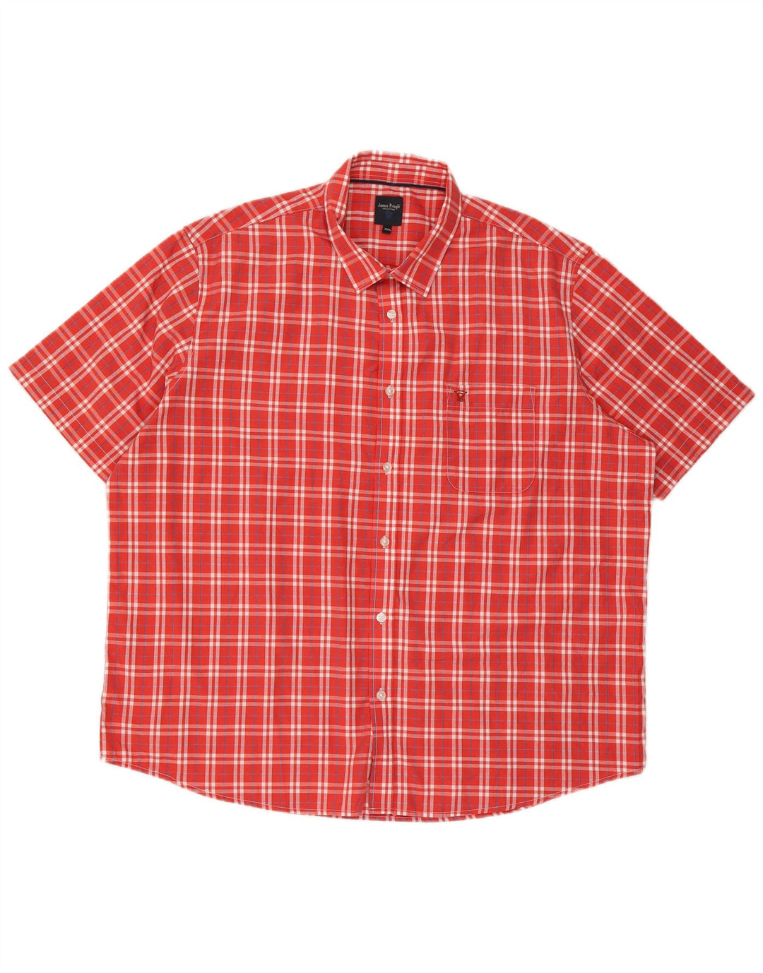 Koszula męska z krótkim rękawem James Pringle 2XL, poliester w czerwoną kratę