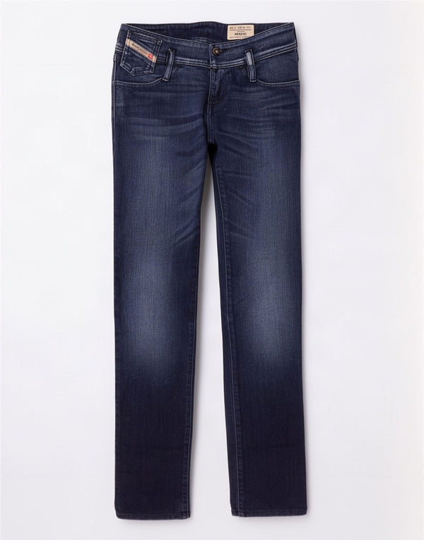 Damskie jeansy Diesel Matic z niskim stanem, zwężane, W24 L31, granatowe, bawełniane