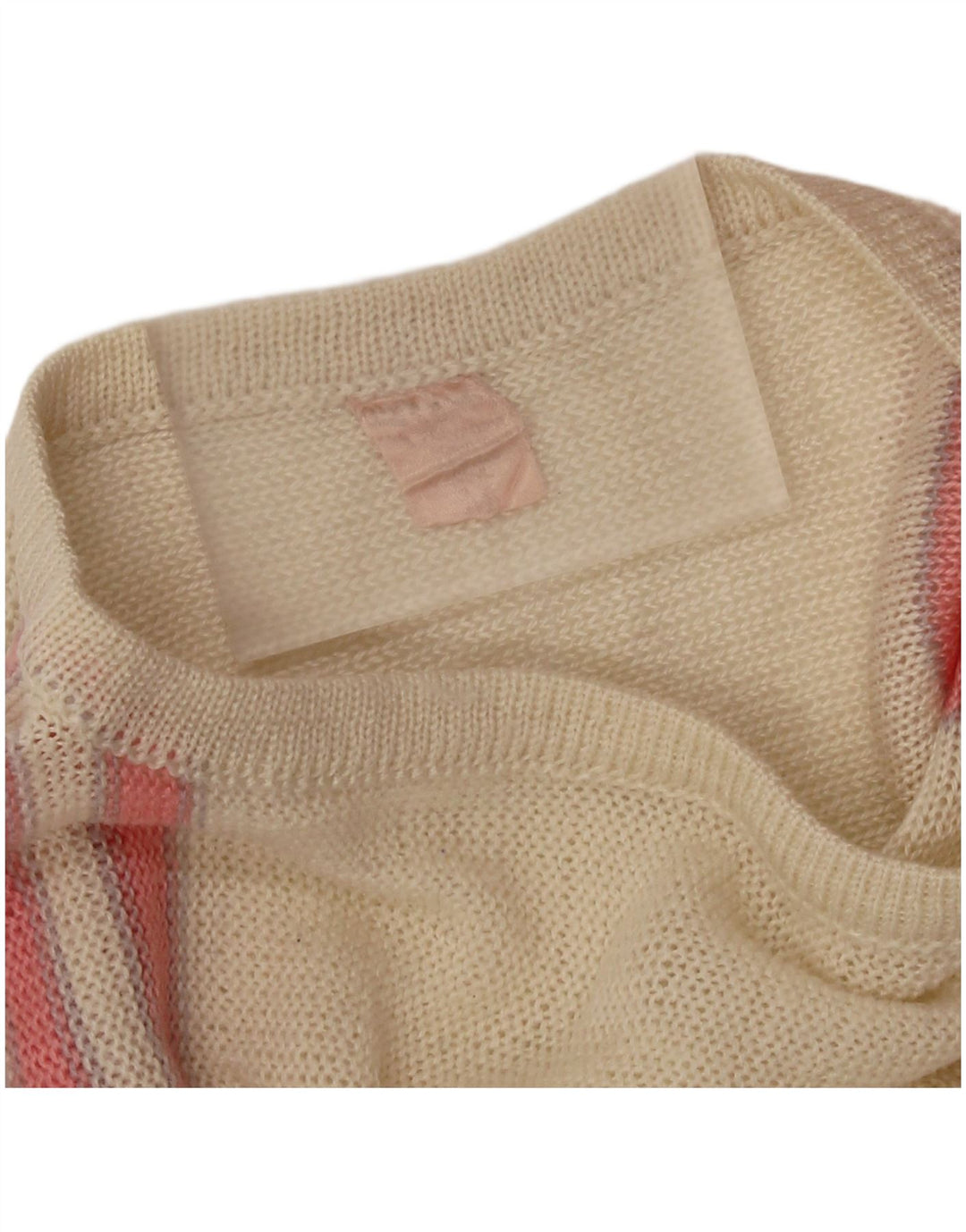 Sweter damski VINTAGE z dekoltem w łódkę UK 14, średni różowy, blok kolorów