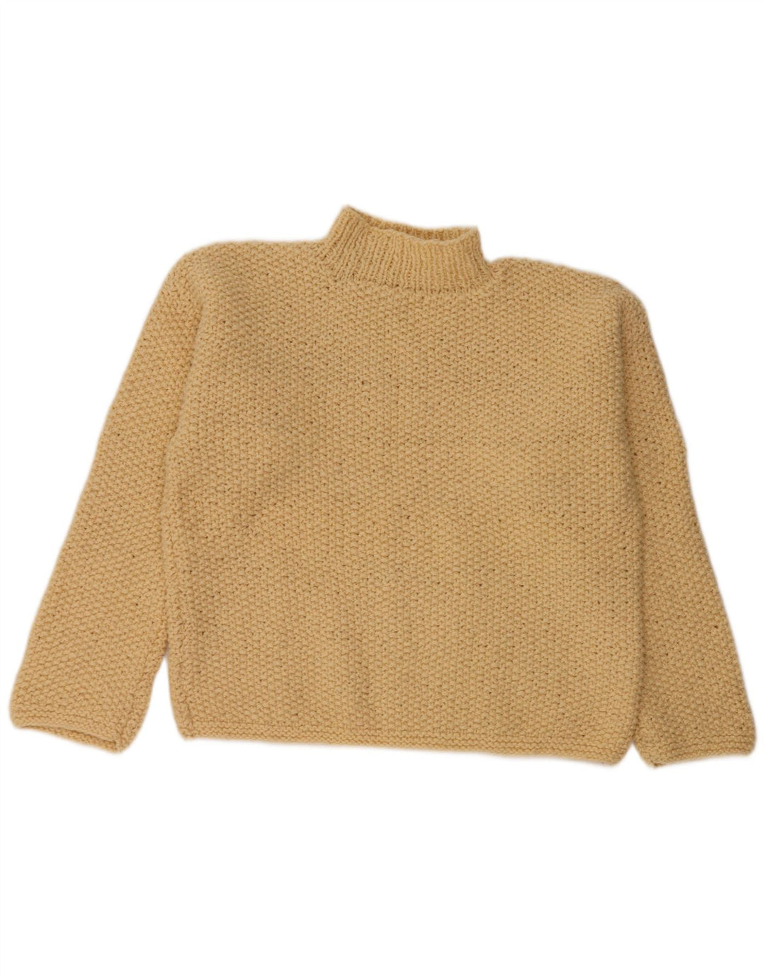Sweter damski VINTAGE z golfem UK 16, duży, beżowy