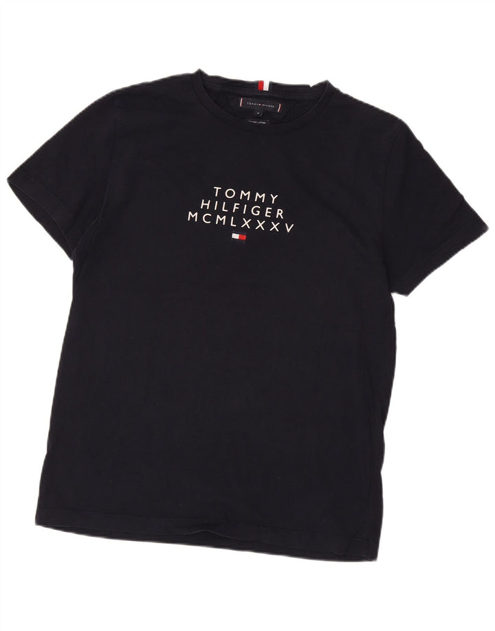 Męska koszulka z grafiką Tommy Hilfiger Top, średnia, granatowa bawełna