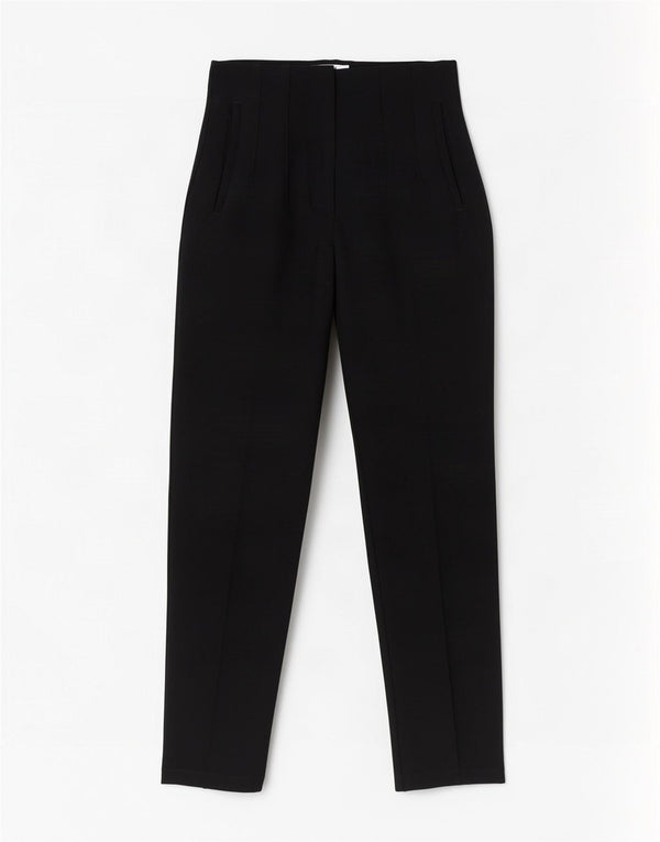 Zara Womens High Waist Tapered Cropped Trousers XS W24 L25 Black Polyester