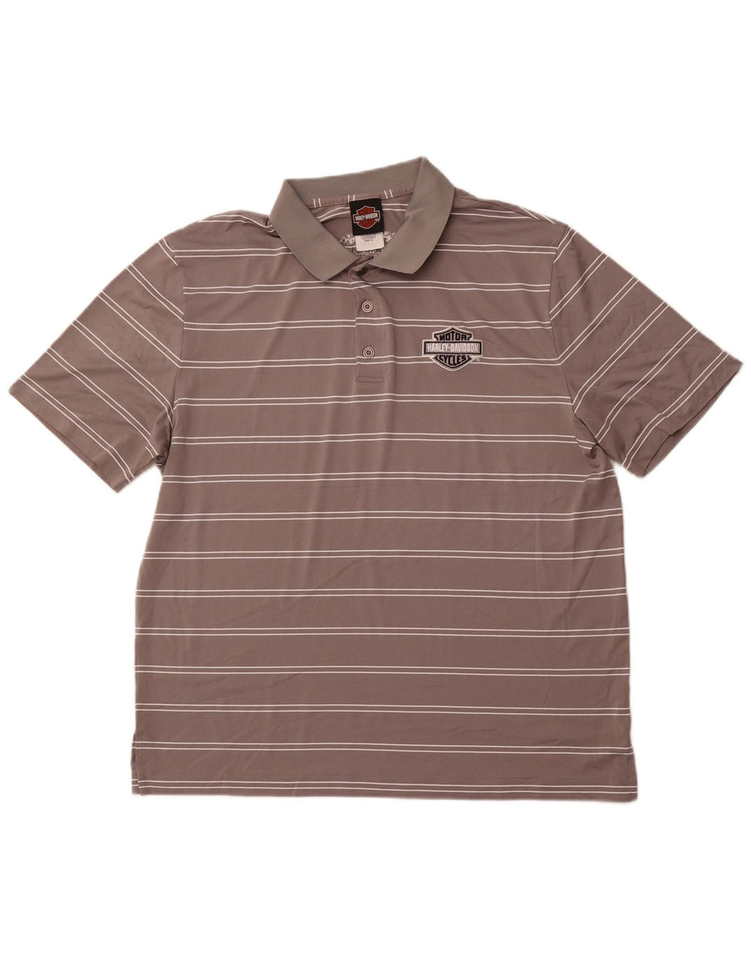 Męska koszulka polo HARLEY DAVIDSON XL, szara, poliestrowa w paski
