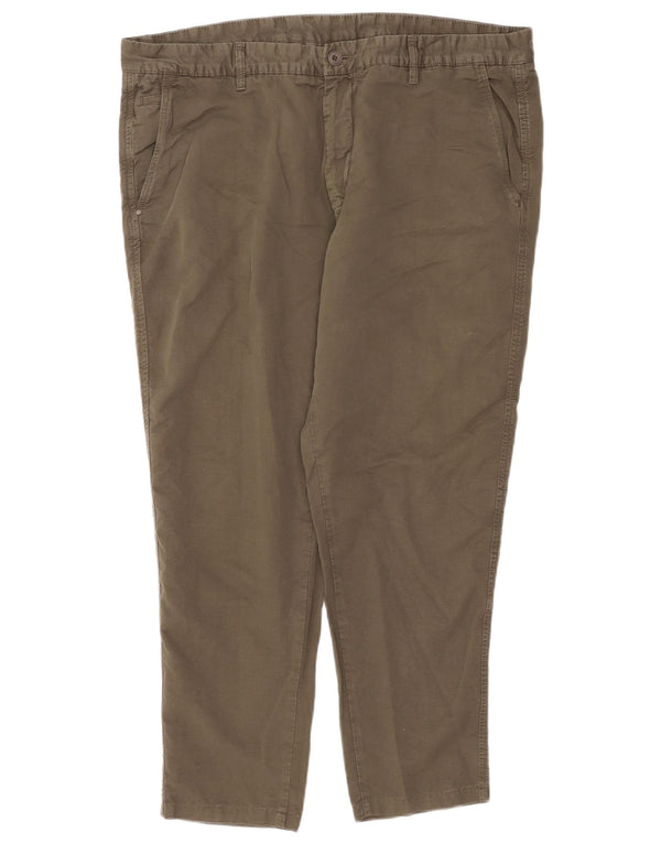 Massimo Dutti Męskie Zwężane Spodnie Chino EU 48 XL W38 L27 Khaki Lniane