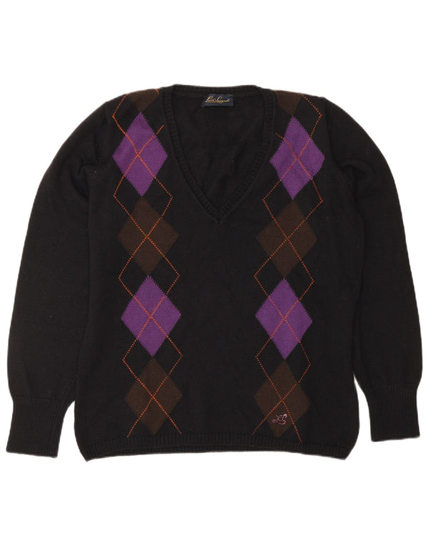 LUISA SPAGNOLI Damski sweter z dekoltem w kształcie litery V, UK 14, duży czarny