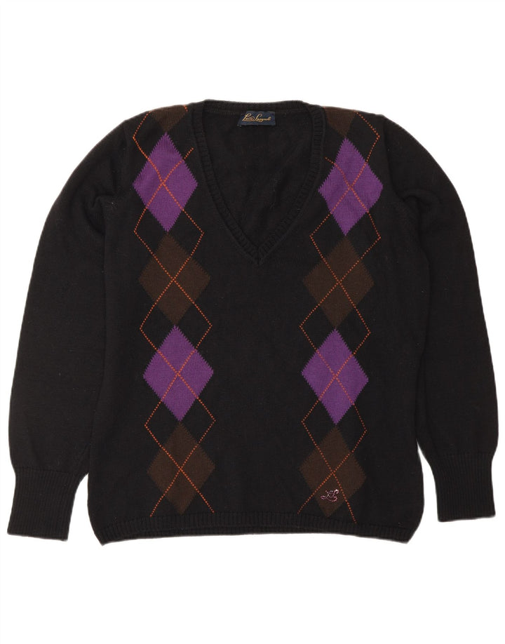 LUISA SPAGNOLI Damski sweter z dekoltem w kształcie litery V, UK 14, duży czarny