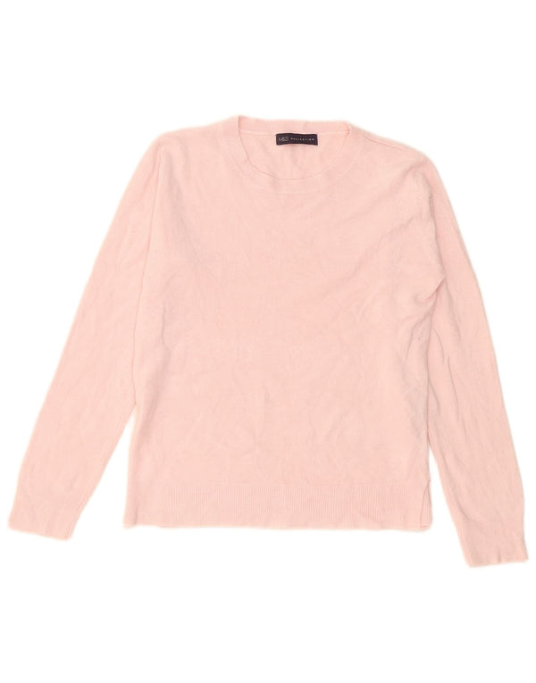 Marks & Spencer Damski sweter z okrągłym dekoltem UK 10 Mały różowy akryl