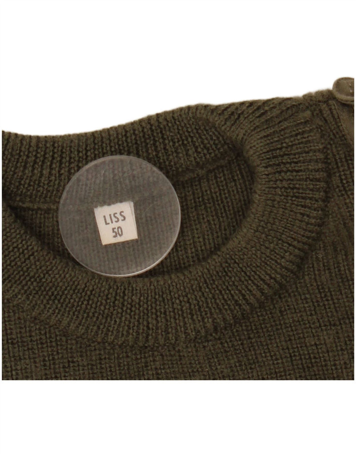 Vintage męski sweter wojskowy z okrągłym dekoltem IT 50 Medium Khaki