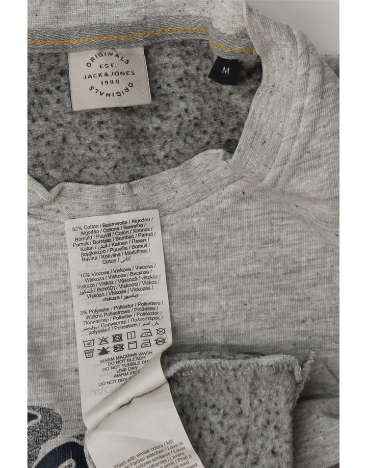 Męska bluza JACK & JONES z grafiką, średnioszara, bawełniana w plamki