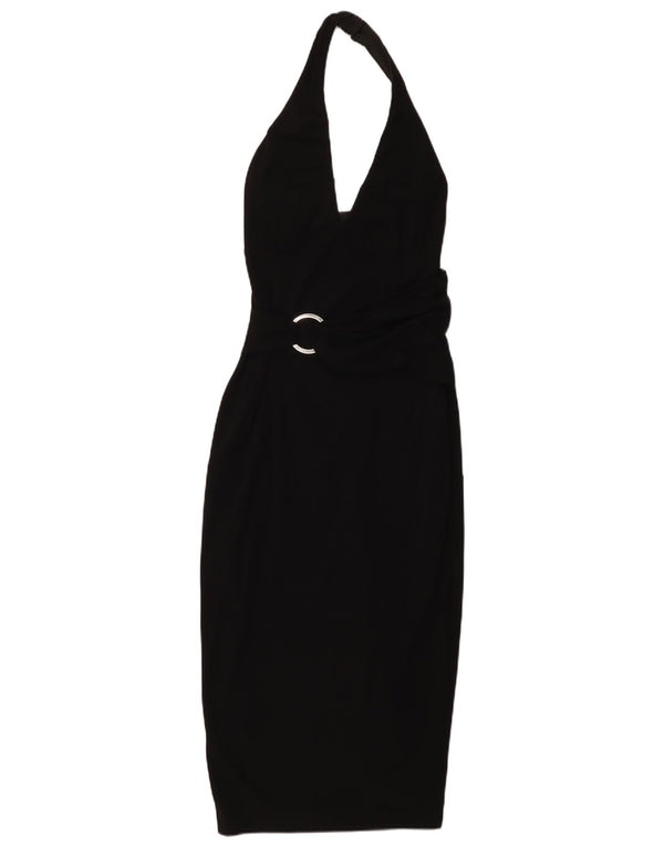Karen Millen Damska sukienka bez rękawów typu halter UK 10 Small Black Acetate
