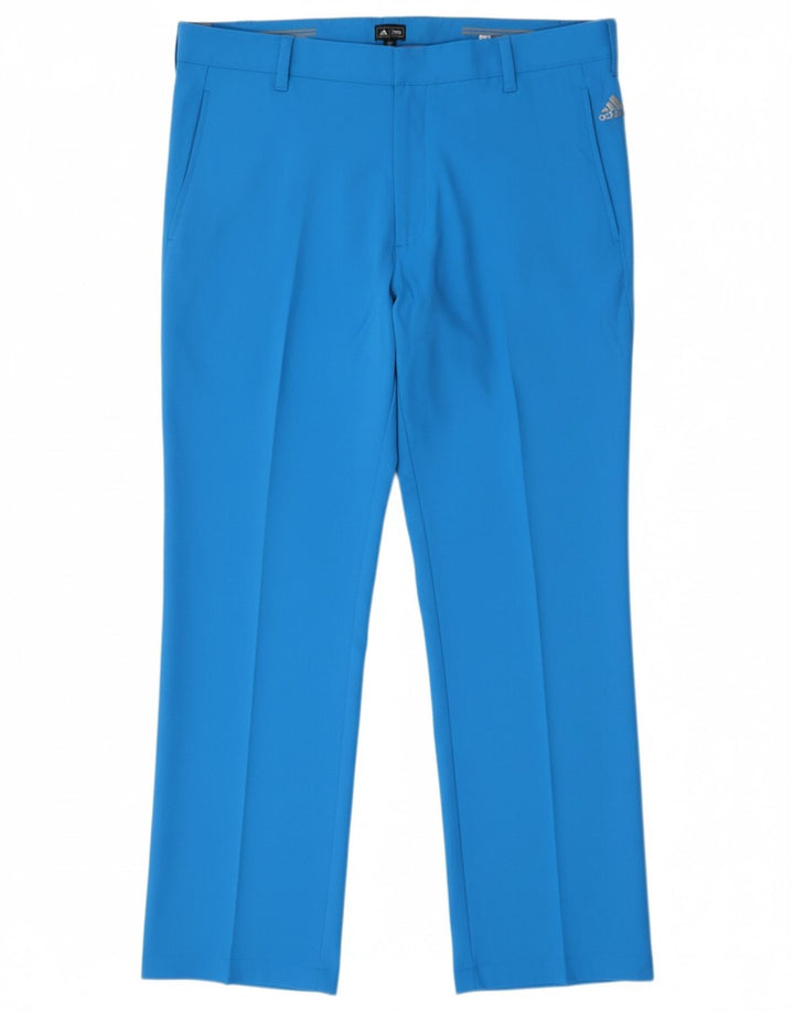 ADIDAS Mens Straight Chino Trousers W38 L30 Blue Polyester