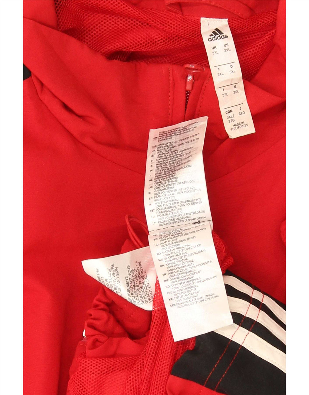 Adidas Męska bluza dresowa Climalite Top Jacket 3XL Czerwony poliester z blokami kolorów