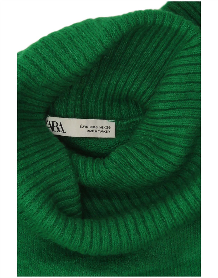 Damski sweter Zara Crop Oversize z golfem UK 10 Small Green