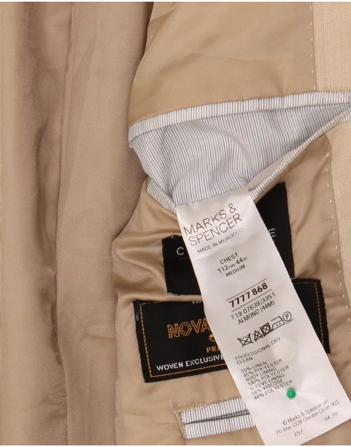 Marks & Spencer Męska marynarka zapinana na 2 guziki UK 44 XL, beżowa, lniana