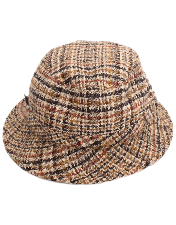 Vintage męski kapelusz typu Bucket, duży, beżowy, klasyczny w pepitkę