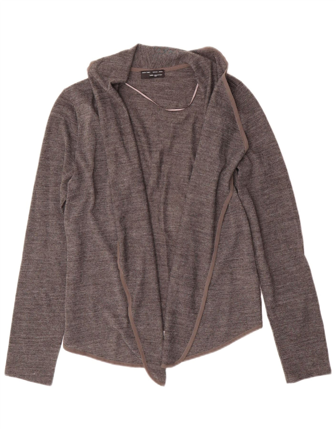 ZARA Womens Open Cardigan Sweater UK 14 Large Grey Acrylic