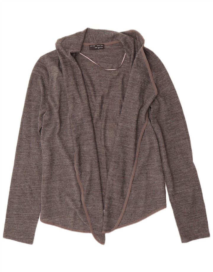 ZARA Womens Open Cardigan Sweater UK 14 Large Grey Acrylic