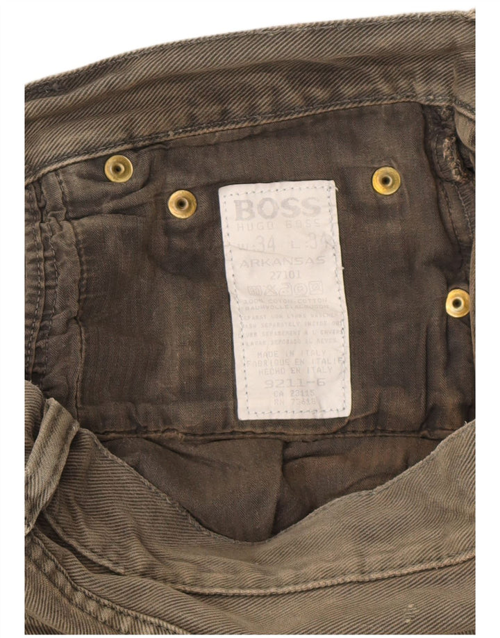 Męskie proste dżinsy HUGO BOSS Arkansas W34 L34 Khaki, bawełna