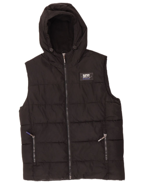 Męska wyściełana kamizelka z kapturem Superdry UK 42 XL, czarna, poliester