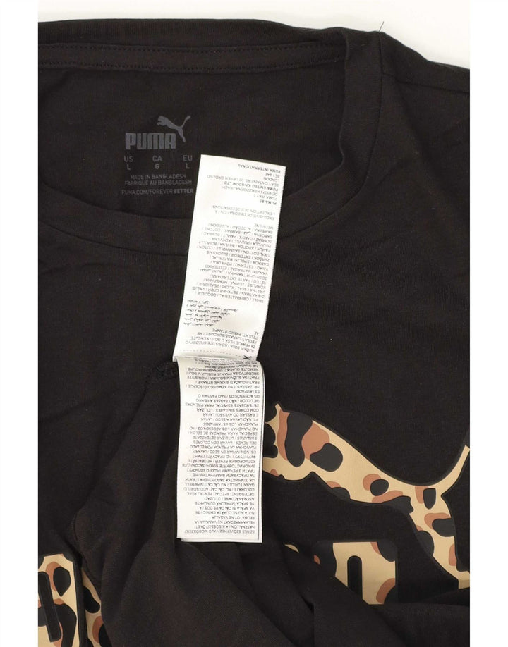 Męski T-shirt z grafiką Puma, duży, czarny, bawełniany