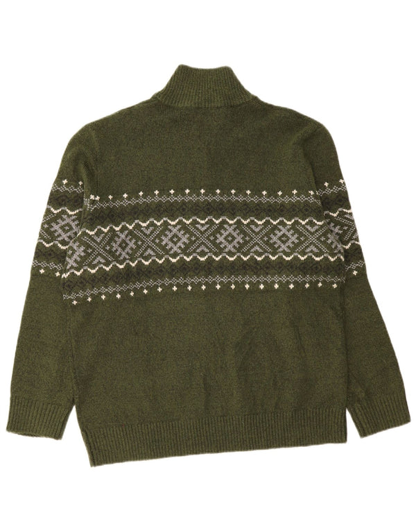 WE Męski sweter z zamkiem błyskawicznym XL Khaki Fair Isle Wool