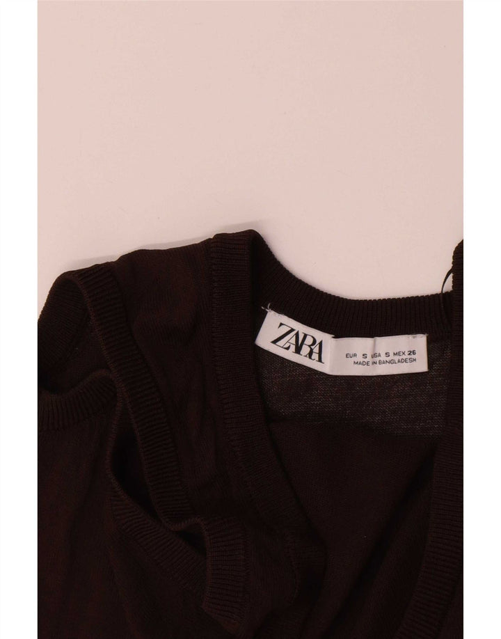 Top damski z kamizelką Zara UK 8 Small Brown wiskoza
