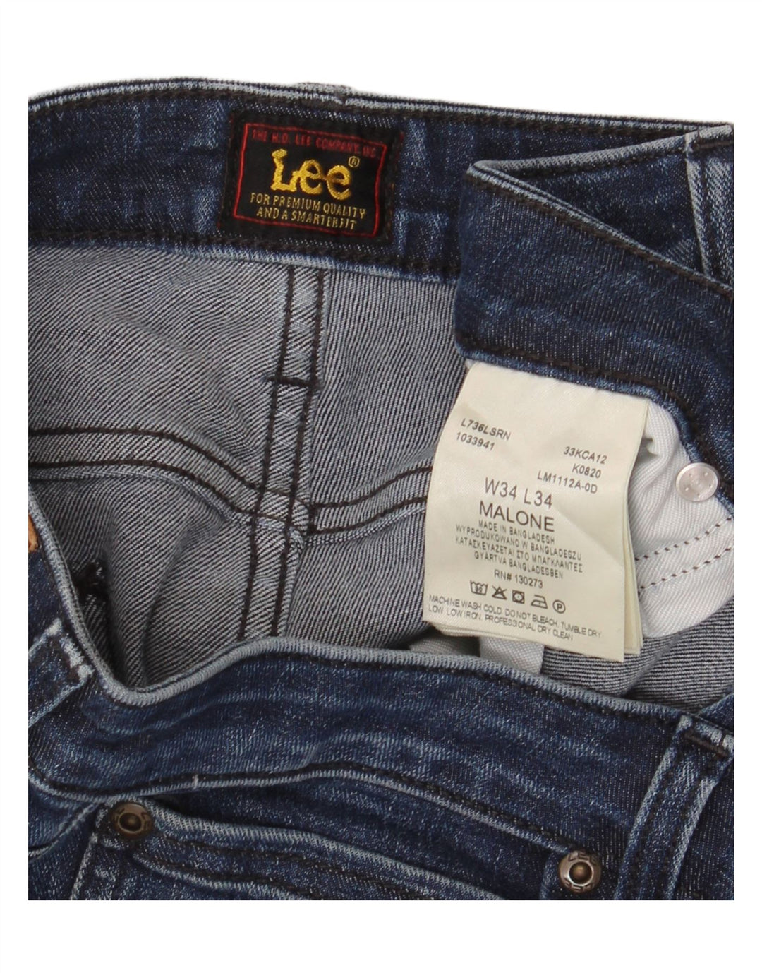 Męskie dżinsy Lee Malone Slim W34 L34 Granatowa bawełna