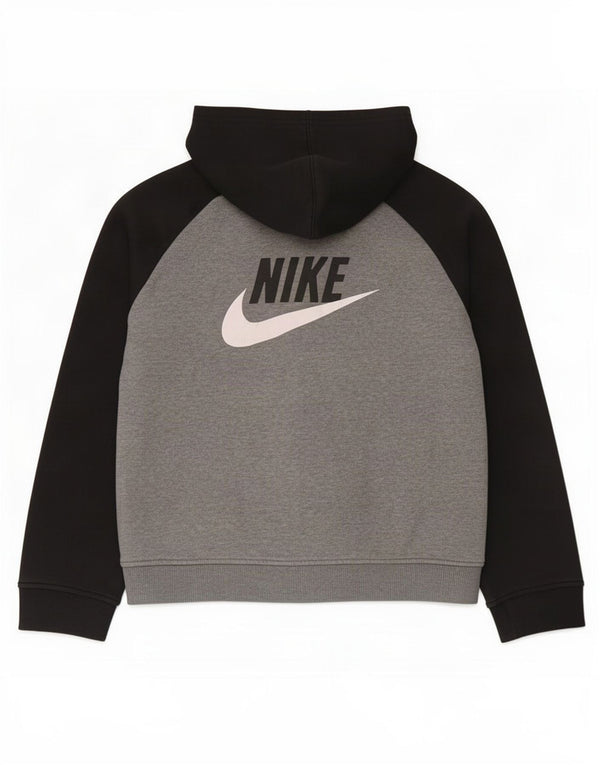 Chłopięcy sweter z kapturem i zamkiem błyskawicznym Nike, 10-11 lat, średnioszary, z blokami kolorów