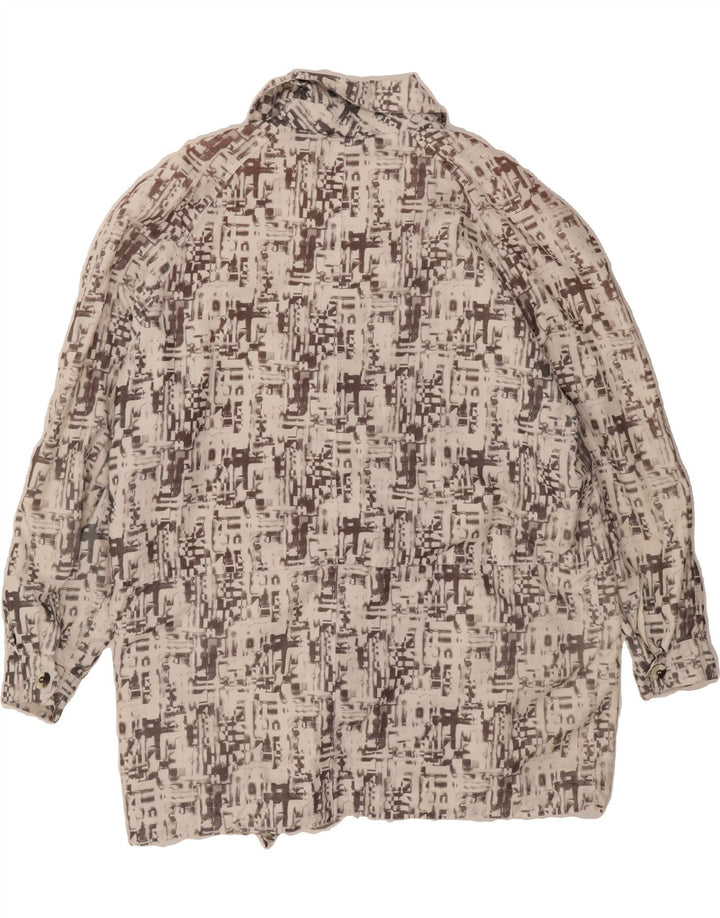 VINTAGE Womens Abstract Pattern Windbreaker Coat EU 44 XL Beige Polyester Vintage Vintage and Second-Hand Vintage from Messina Hembry 