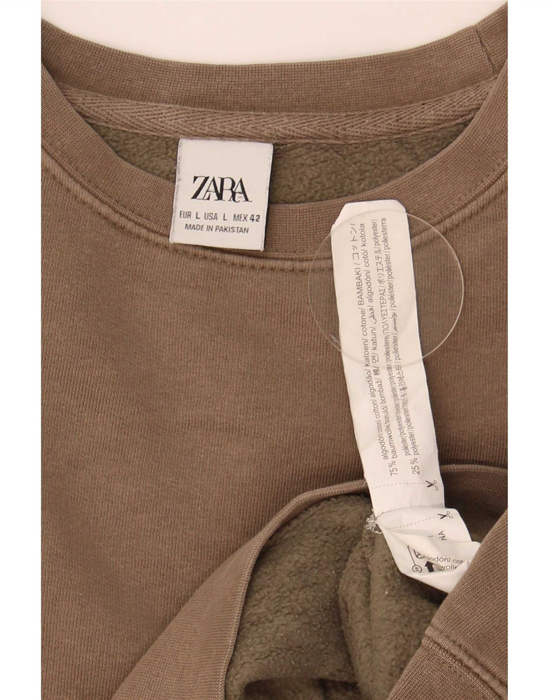 Męski sweter Zara, duży, brązowy, bawełniany