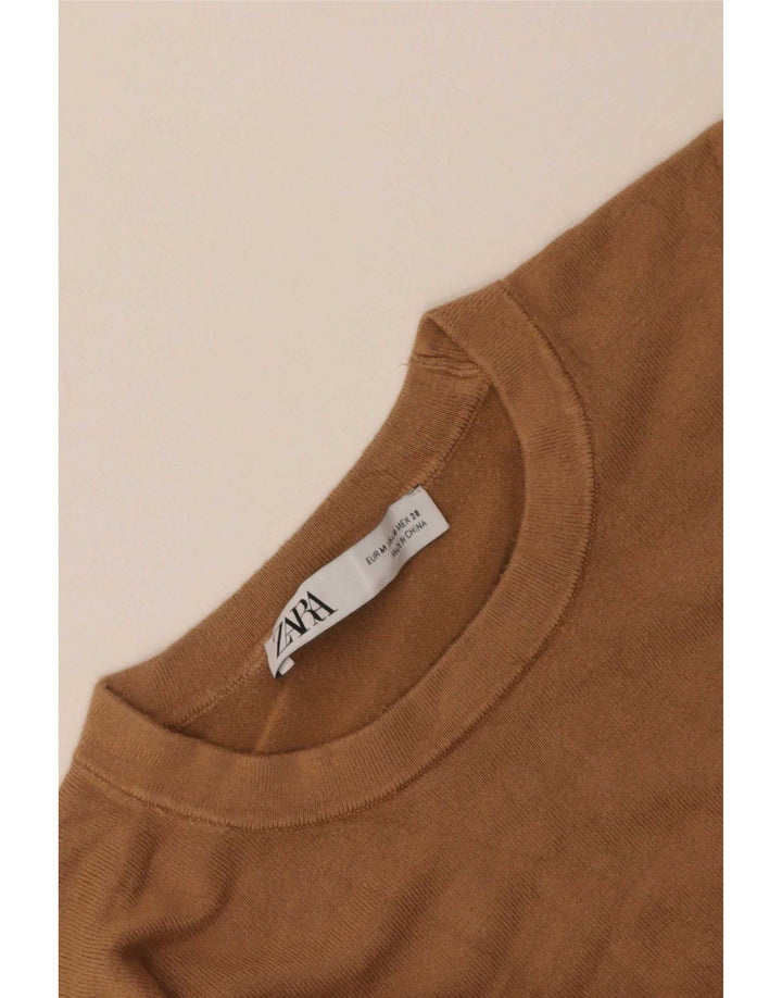 Sweter damski Zara z okrągłym dekoltem UK 12, średni brąz