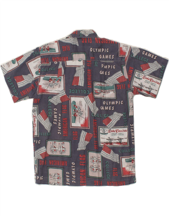 NORTONS Boys Short Sleeve Shirt 9-10 Years Navy Blue Patchwork Cotton Vintage Nortons and Second-Hand Nortons from Messina Hembry 